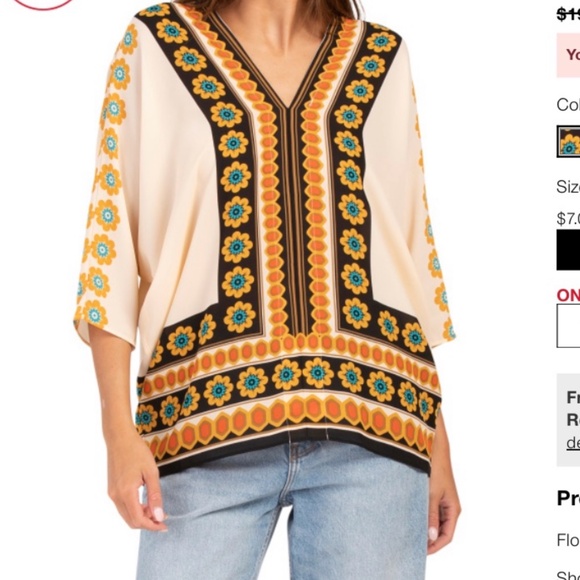 NWT Rose & Olive Boho Floral Print Kimono Blouse peach brown blue orange - Picture 6 of 8